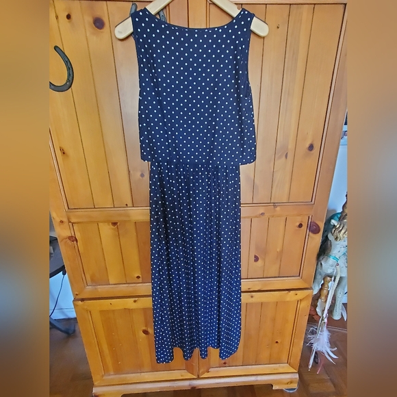 Robert Louis Navy Polka Dot ๐ Dress Large - Picture 4 of 4